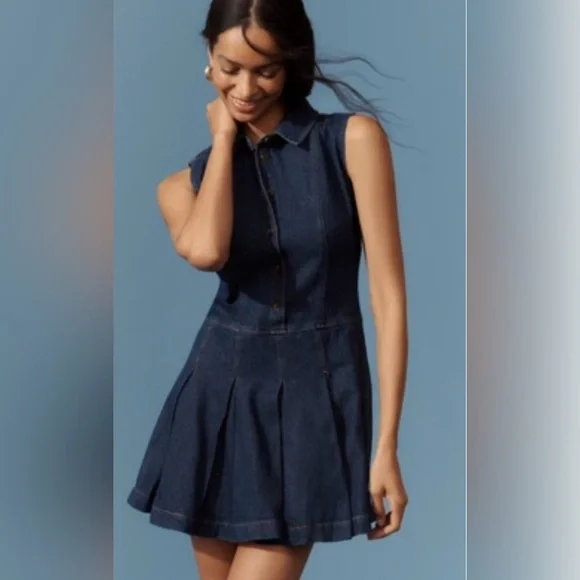 REFORMATION women’s ARELLA DENIM MINI DRESS NWT size 4, 10, 12 - Picture 2 of 16